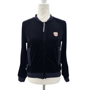 686 Womens Small Jacket Velour Black Zipper Track Track Logo